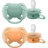 Philips Ultra Silicone Orthodontic Pacifiers Green / Red for 18+ months 2pcs