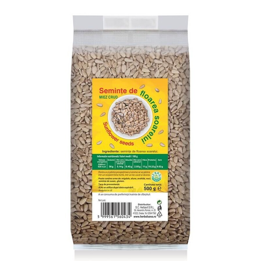 Sunflower Seeds, Raw, 500 gr, Herbal Sana