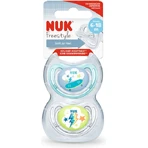 Nuk Freestyle Suzete ortodontice Silicon cu husă Skateboard/Fulger - Albastru Deschis/Transparent pentru 6-18 luni 2buc