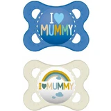 Mam Silicone Orthodontische Mama Ik Hou Van Mama - Blauw - Wit voor 2-6 maanden 2st