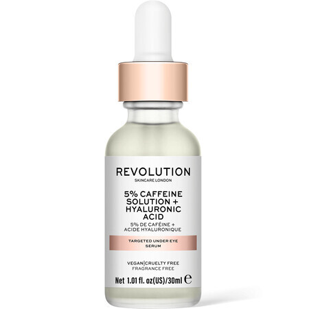 Ser pentru zona ochilor cu 5% Cafeină și Acid Hialuronic, 30 ml, Revolution Skincare