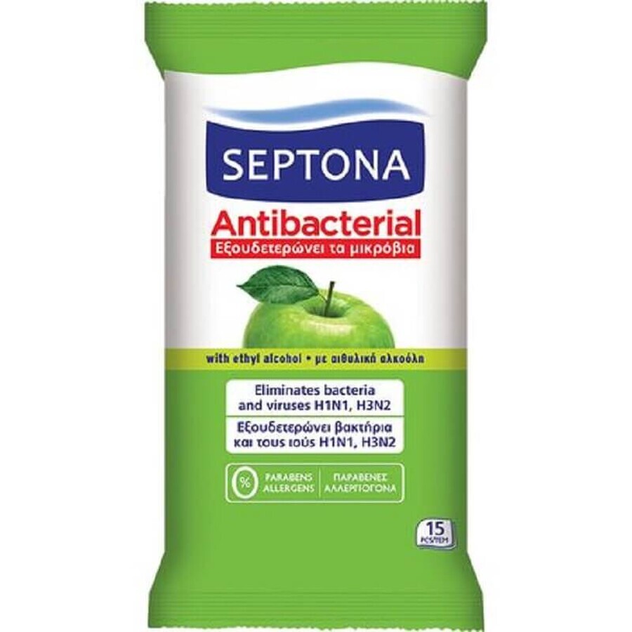 Mar Verde antibakterielle Feuchttücher, 15 Stück, Septona