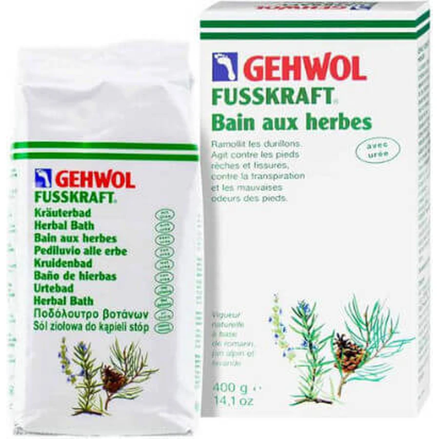 Gehwol Fusskraft Kruidenbad Reinigingszout voor blaren, eelt en gebarsten eelt met ureum 400gr