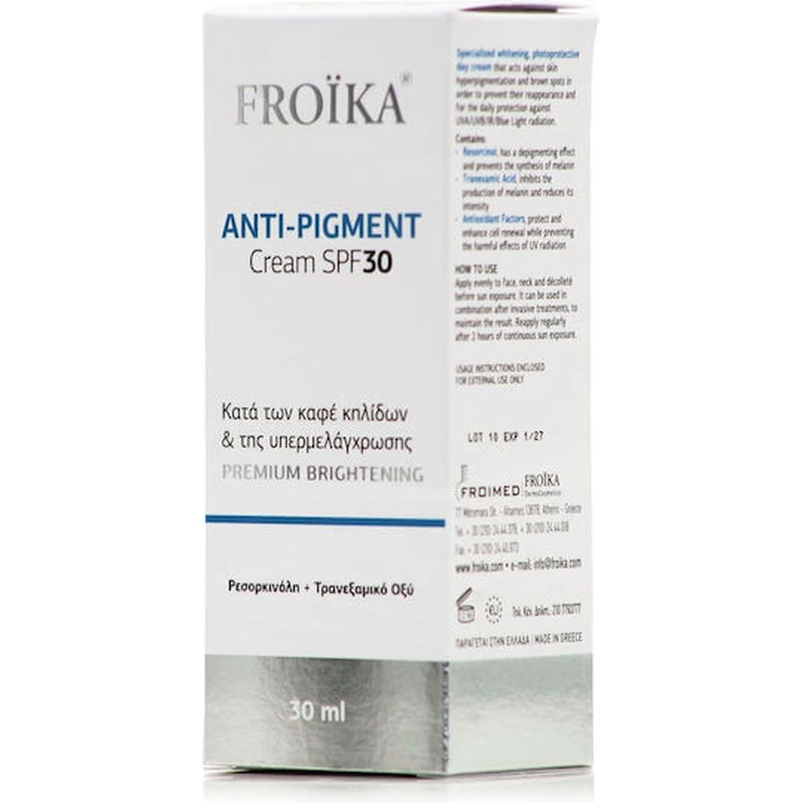 Froika Anti-Pigment Gezicht Dagcrème met SPF30 tegen pigmentvlekken met Vitamine C & Peptiden 30ml