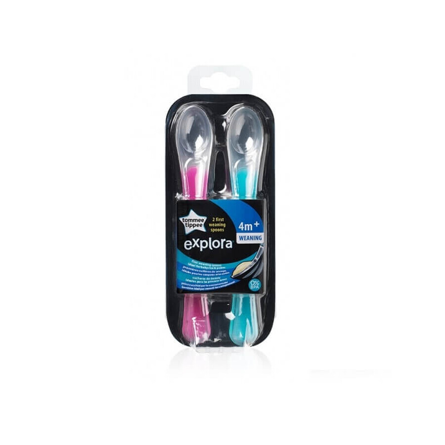 Set 2 lingurițe din silicon Explora, 4 luni, 44660081,Tomme Tippee