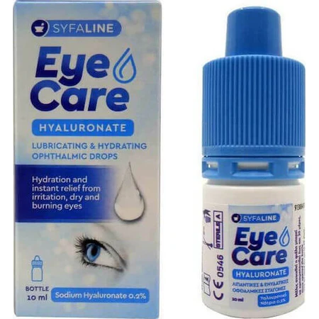Syfaline Eye Care Hyaluronate Drops Gouttes d'acide hyaluronique pour les yeux secs 10ml