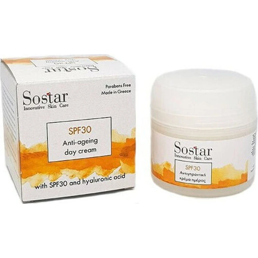 Sostar Focus Day Feuchtigkeits- und Anti-Ageing-Gesichtscreme SPF30 mit Hyaluronsäure und Panthenol 50ml