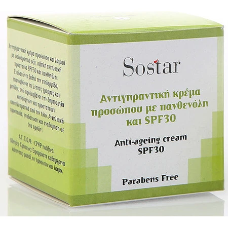 Sostar Focus Day Feuchtigkeits- und Anti-Ageing-Gesichtscreme SPF30 mit Hyaluronsäure und Panthenol 50ml