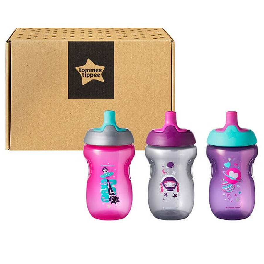 Set 3 cani Ecomm 12 luni+, Roz, 300 ml, Tommee Tippee