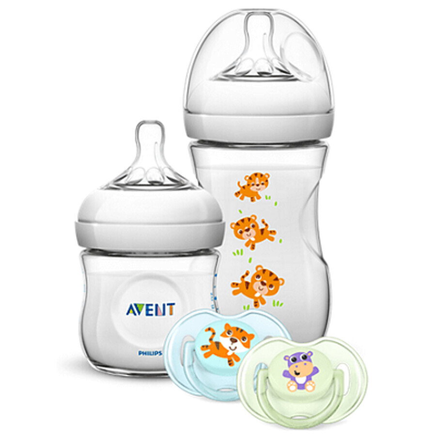 Set Biberoane Natural 125ml, 260ml si 2 suzete, SCD289/01, Philips Avent