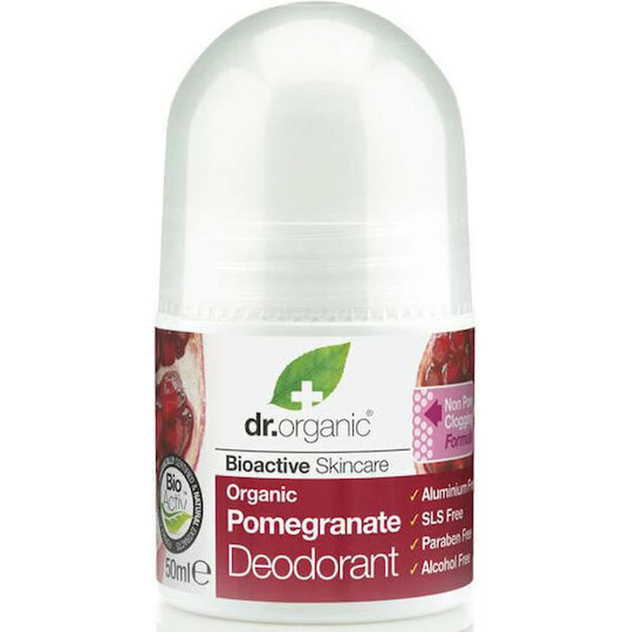Dr.Organic Granaatappel Granaatappel Granaatappel Granaatappel Granaatappel Deodorant Natuurlijke Roll-On Deodorant Aluminiumvrij 50ml