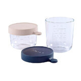 Set of two ergonomic glass containers, Pink 150 ml and Navy blue 250 ml, Beaba