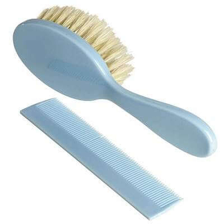 Set perie păr natural și pieptăn bleu, +0 luni, 315001, DbB Remond