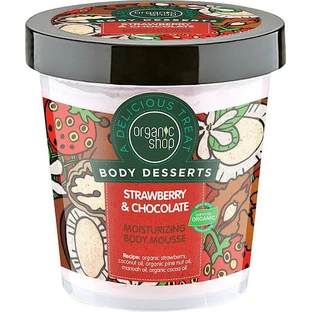 Organic Shop Aardbei en Chocolade Hydraterende Bodymousse voor de zeer droge huid 450ml