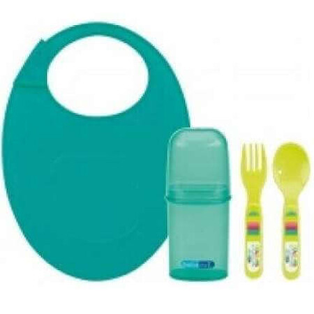 Set tacâmuri și bavetă, verde, 8012502, BebeDue