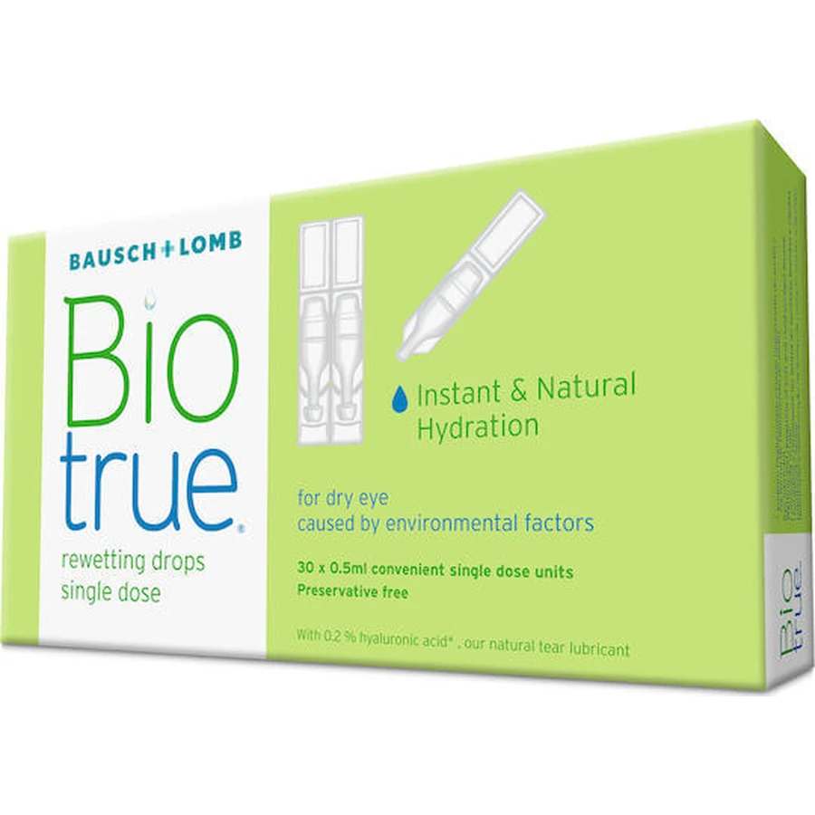 Biotrue Hyaluronic Acid Eye Drops for Dry Eyes 30x0.5ml, Bausch & Lomb