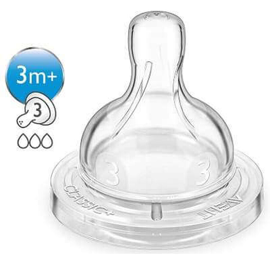 Set tetina, classic, +3 luni, 2 buc, SCF633/27, Philips Avent