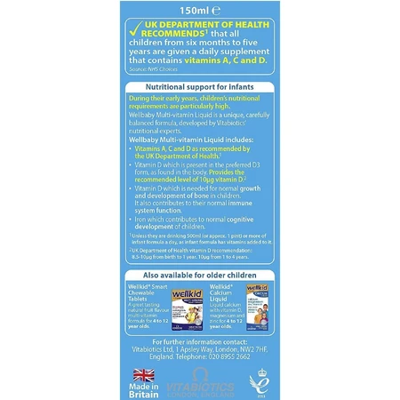 WellKid Baby- en Peutersiroop 14 vitaminen en mineralen, 150 ml, Vitabiotics
