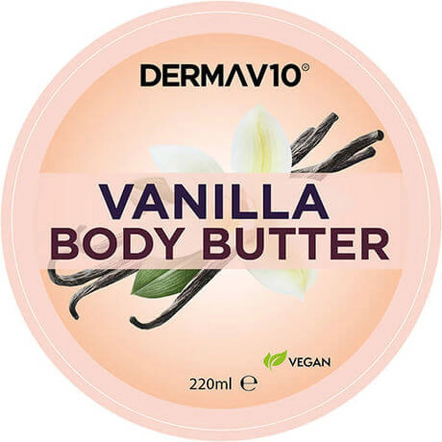 Derma V10 Manteca de Vainilla Manteca Corporal Hidratante con Fragancia de Vainilla para piel normal a seca 220ml