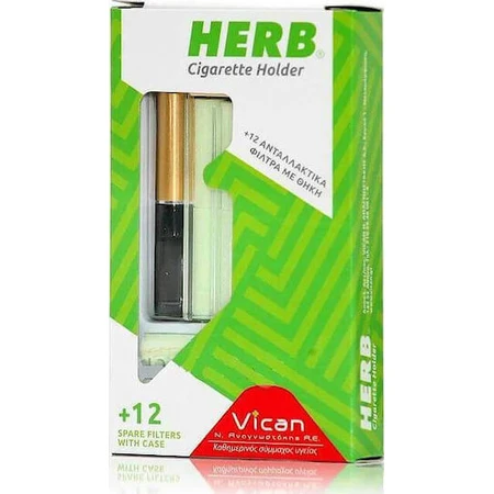 Vican Herb Cigarette Holder Gold + 12 Filters + Gold Smoking Cessation Pouch 12pcs