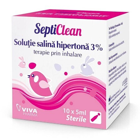 Soluție salină hipertona 3% SeptiClean, 10 x 5 ml, Viva Pharma