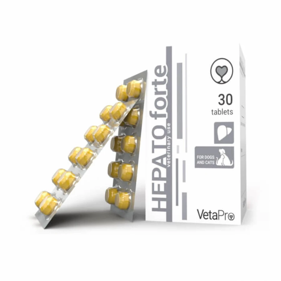 VETAPRO hepato forte 30tab/cut leverondersteuning voor honden en katten