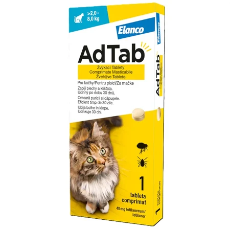 AdTab 48 mg für Katzen gegen Flöhe und Zecken, 1 Tablette