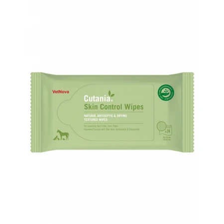 CUTANIA Skin Control Wipes, VetNova, 24 chusteczki, odtłuszczające, osuszające i wybielające chusteczki higieniczne: ceny i cechy