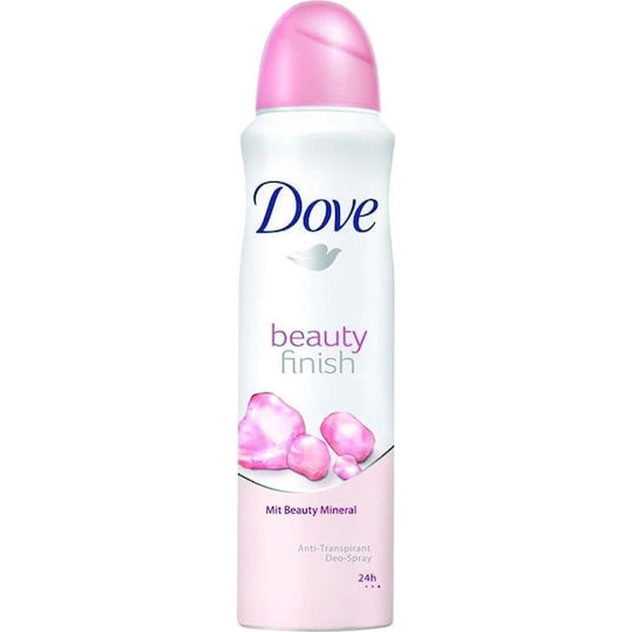 Dove Beauty Finish wzbogacony minerałami odbijającymi światło dezodorant 48h spray 150ml: ceny i cechy
