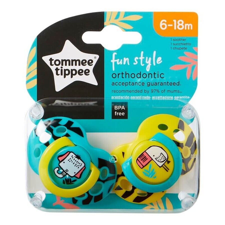 Suzete ortodontice de zi Fun Style, 6-18 luni, 2 bucati, Tommee Tippee