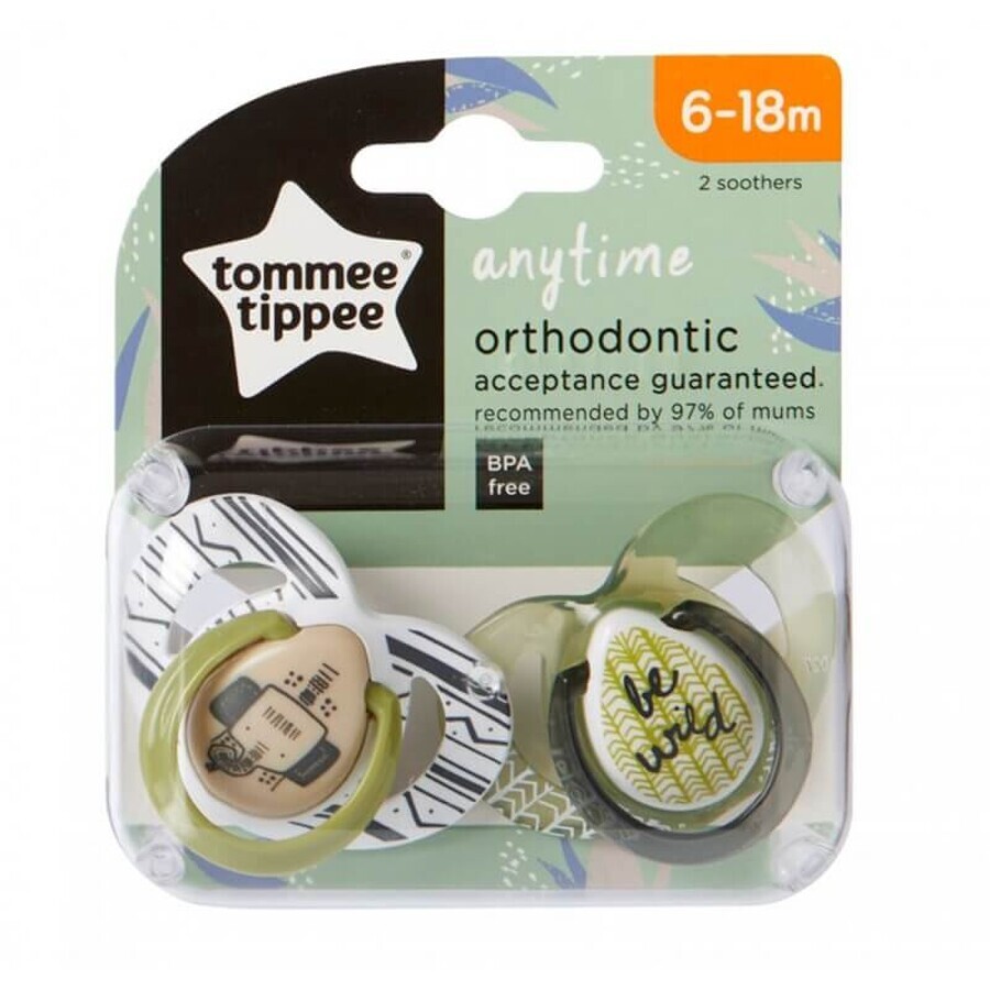 Suzete ortodontice din silicon Any time, 6-18 luni, 2 bucăți, 43336463, Tommee Tippee