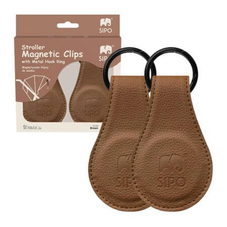 Clipsuri magnetice pentru carucior, Maro, 2 bucati, Sipo