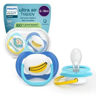 Sucette Philips Avent Ultra Air, Monkey, 6-18 mois, SCF080/26, 2 pièces, Philips