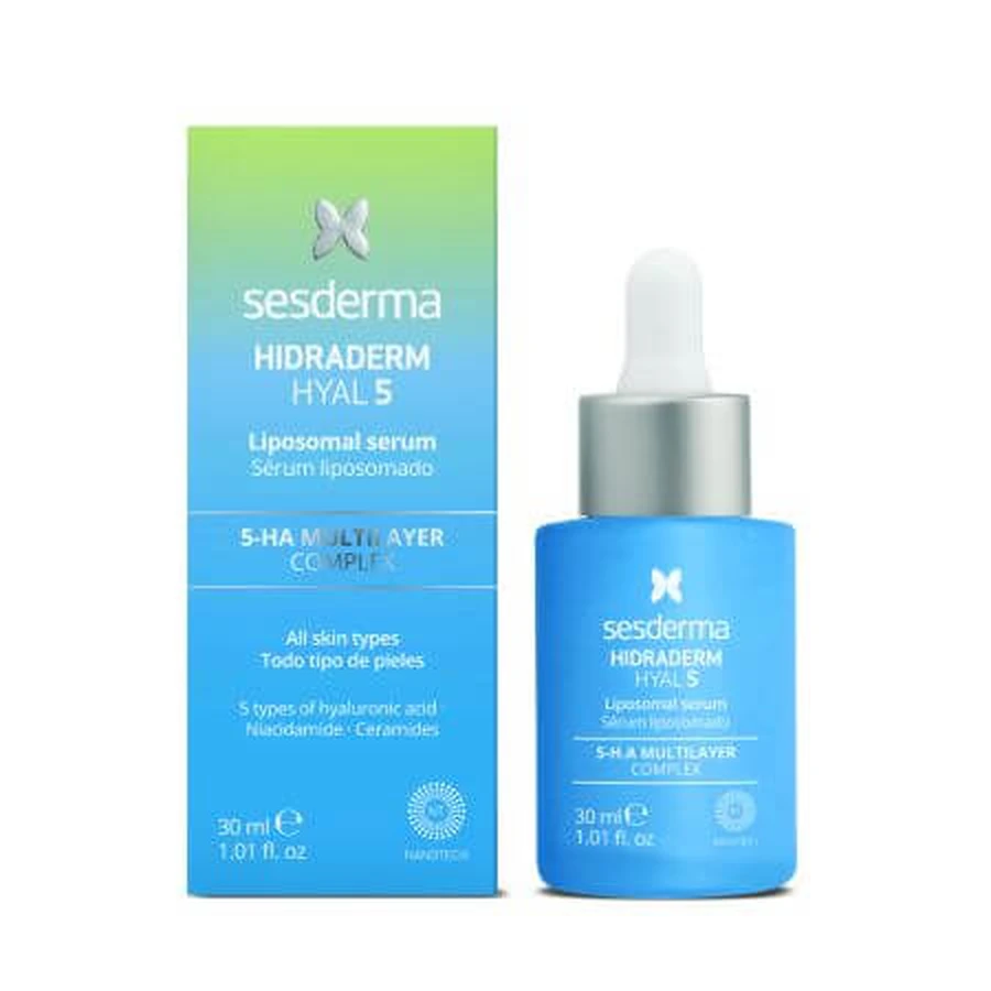 Sérum liposomal ultra-hydratant avec 5 types d'acide hyaluronique Hidraderm Hyal5, 30 ml, Sesderma