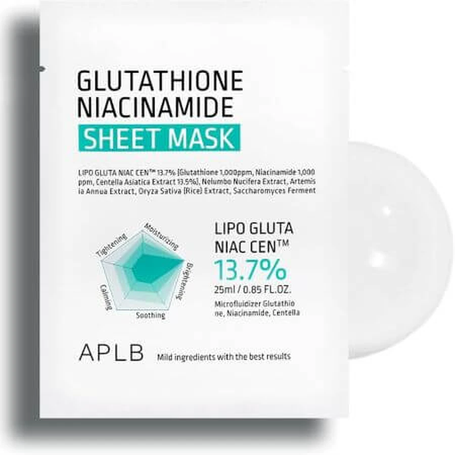 Glutathione and Niacinamide napkin mask, 25 ml, Aplb