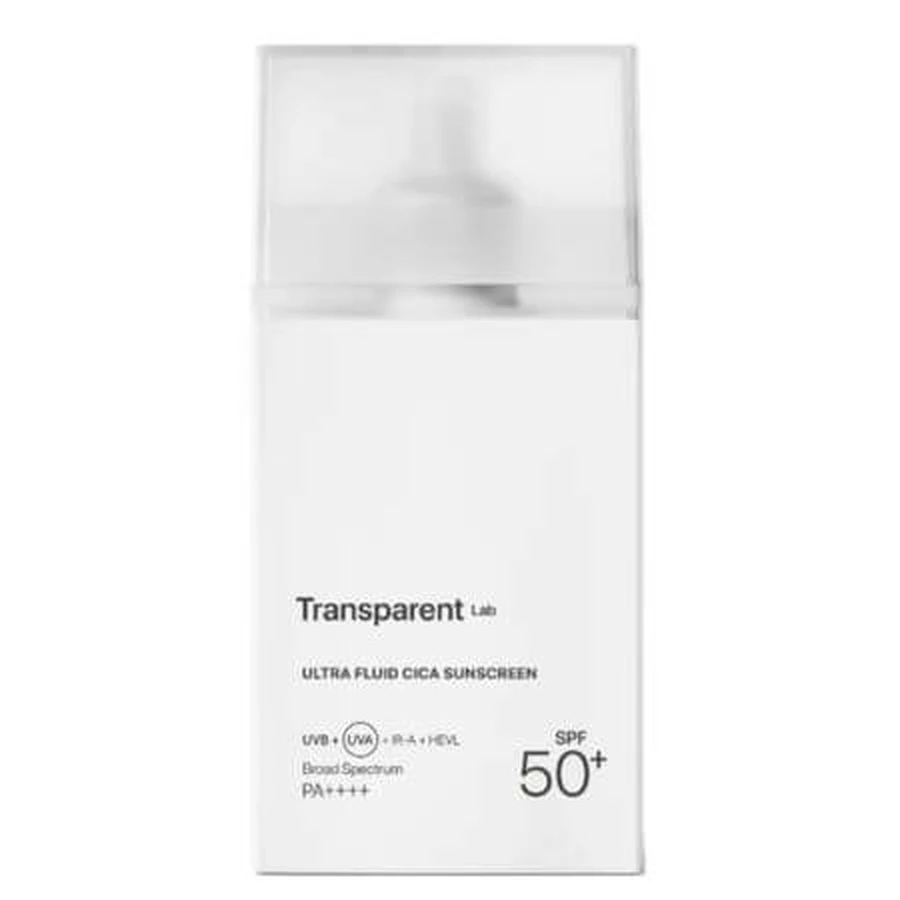 Serum para pieles grasas con filtros químicos, minerales y SPF 50+ Ultra Fluid Cica, 100 ml, Transparent Lab