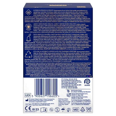 Durex Perfect Feel Premium Non-Latex, non-latex condooms, uniek warm gevoel, 16 stuks