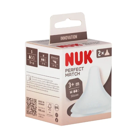 NUK Perfect Match, tetina para biberón, silicona, talla M, a partir de 3 meses, 2 piezas