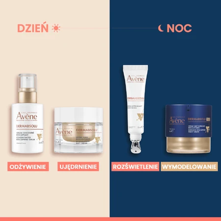 Avene Dermabsolu Advanced Firming Care Set, Lifting-Nachtcreme, 40 ml + Augenkontur-Füllcreme, 15 ml + Serum zur Wiederherstellung der Gesichtskonturen, 30 ml