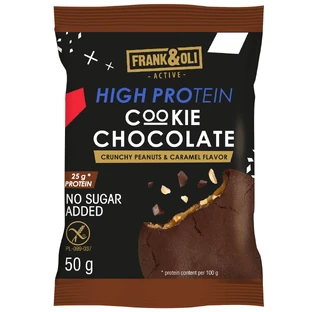 Frank&Oli High Protein, zacht eiwitkoekje, krokante pinda's en karamel, 50 g