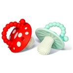 RaZbaby, dentition orthophonique, champignon, rouge et bleu, à partir de 3 mois, 2 pièces