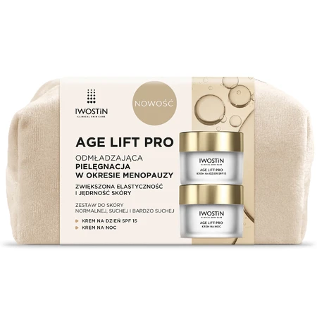 Set Iwostin Age Lift Pro, cremă de zi, SPF 15, 50 ml + cremă de noapte, 50 ml + geantă cosmetică gratuită