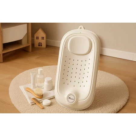 Momini BathBuddy, opvouwbare badsteun voor baby's, beige
