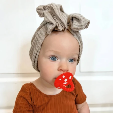RaZbaby, dentier orthophonique, champignon, rouge et vert, à partir de 3 mois, 2 pièces