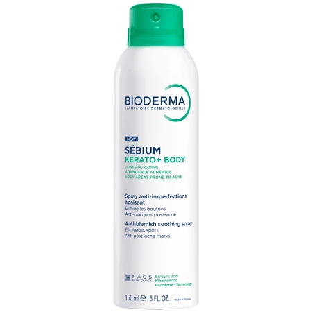 Bioderma Sebium Kerato+ Body, beruhigendes Spray gegen Hautunreinheiten, 150 ml