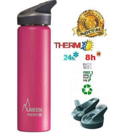 Termos inox cu capac automat Jannu Fucsia, 750ml, Laken