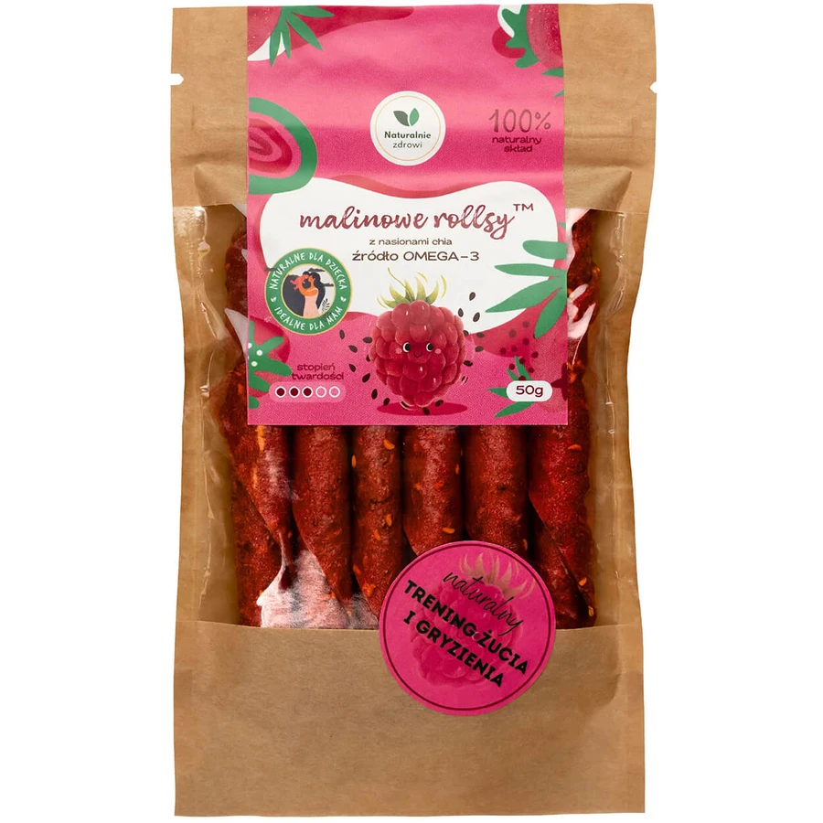 Naturally Healthy Rulouri de zmeură cu semințe de chia, 50 g