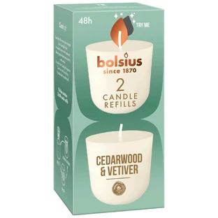 Bolsius Clean Light Cedarwood & Vetiver, candle fragrance refill, 20 hrs, 2 pcs.
