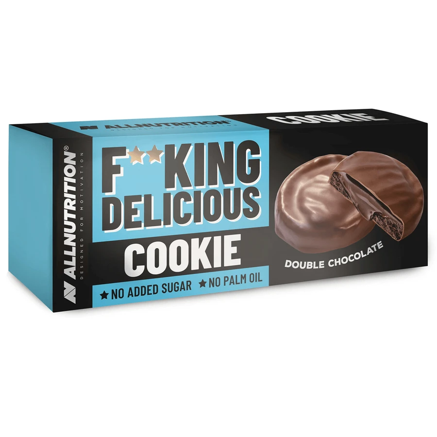 Allnutrition Fitking Delicious Cookie Double Chocolate, prăjituri brownie cu alge marine, fără zahăr adăugat, 128 g