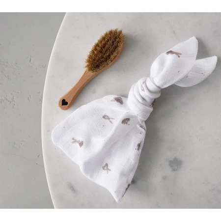 Lullalove set, dandelion brush + muslin diaper, bunny, 40 x 40 cm